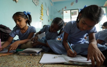Children in class in India