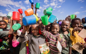 Children waiting for Mary's Meals in Zambia