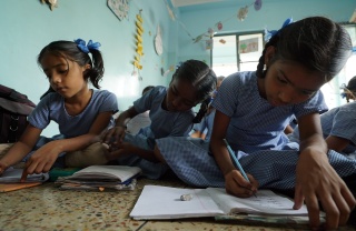Children in class in India