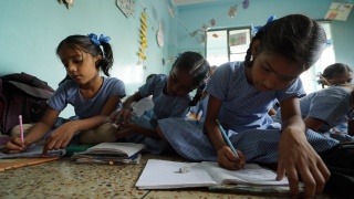 Children in class in India